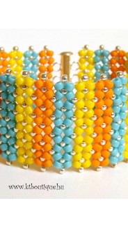 Chenille karkötő, sárga-narancs-türkizzöld