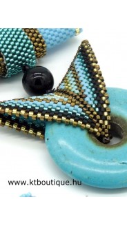 Viking nyaklánc, türkiz-bronz-arany-fekete