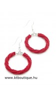 Csavart karika fülbevaló, piros