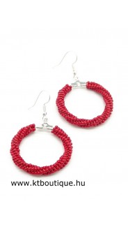 Csavart karika fülbevaló, piros