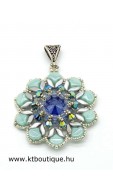 Korallvirág medál, kék-türkizzöld-ezüst