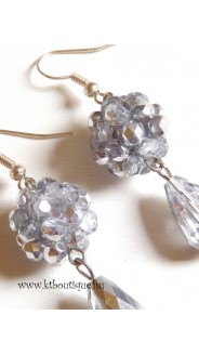 Csiszolt gömbös fülbevaló, ezüst